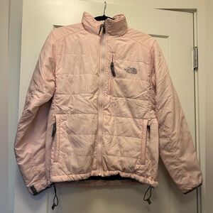 Light pale pink north face puffy coat